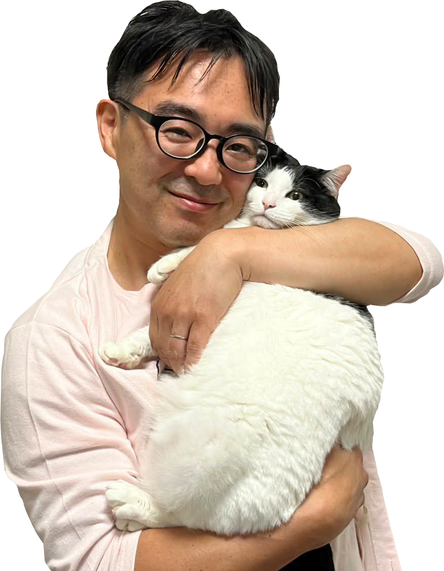 猫を抱く株式会社みょんちの代表